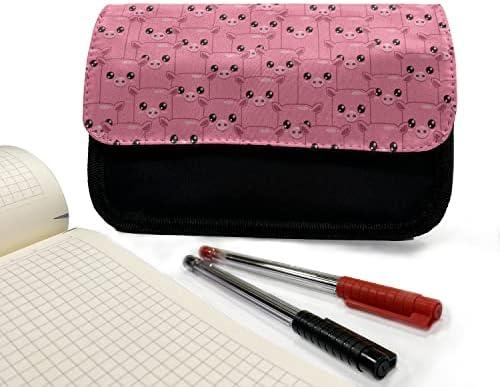 מארז עיפרון חזיר לונאלי, דיוקנאות של בעלי חיים מרובעים, תיק עיפרון עט בד עם רוכסן כפול, 8.5 x