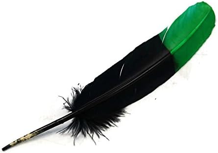 6 חתיכות - ירוק ושחור שני טון טורקיה עגול טום כנף נוצת המשני נוצות / אור ירח נוצה