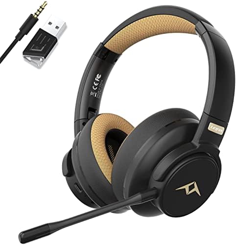 Letton 2.4GHz אוזניות משחק אלחוטיות עם שקע 3.5 ממ ניתנות לניתוק על אוזניות אוזניים למחשב, PS5, PS4, Switch, Xbox