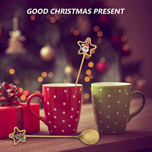 מתנות לחג המולד של לוקסשיני מפלדת אל חלד כף חג המולד סט סנטה חג המולד עץ עץ כוכב קפה זהב קפה גלידת מרק סוכר