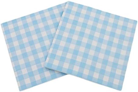 100 חבילות ג'ינגהאם הדפסת נייר מפיות מפיות קוקטייל מפיות דו-כבושות מפיות מפיות נייר חד פעמיות