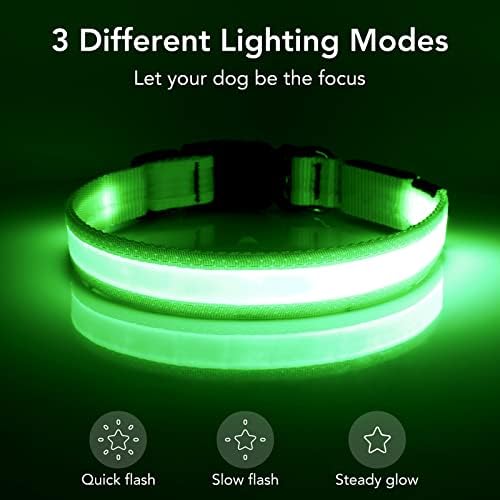 Vizpet LED צווארון כלבים USB נטענת TPU אטום למים מתכווננת צווארון כלבים צווארון בטיחות סופר בהיר צווארונים