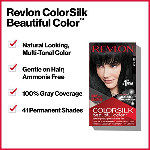 רבלון קולורסילק צבע יפה צבע שיער קבוע עם טכנולוגיית ג ' ל 3 ד & מגבר; קרטין, צבע שיער כיסוי אפור,