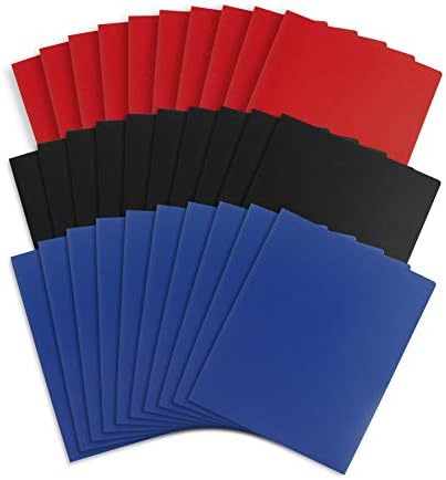 כחול פסגת אספקת 30 פולי 2 כיס תיקיות, מודגש מגוון כהה צבעים, שחור, כחול, ואדום צבע עמיד פלסטיק 2 כיס