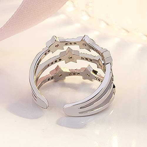 3 שכבות לערום כוכב טבעת מעוקב זירקון משובץ חתונה טבעת עבור נשים נערות