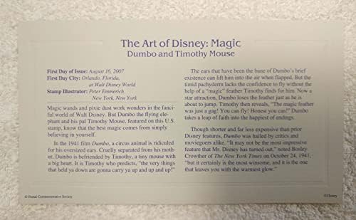 אמנות דיסני: קסם - דמבו וטימוטי מאוס - 22KT חותמת העתק זהב/עטיפת יום ראשון פלוס כרטיס מידע - חברת זיכרון דואר -