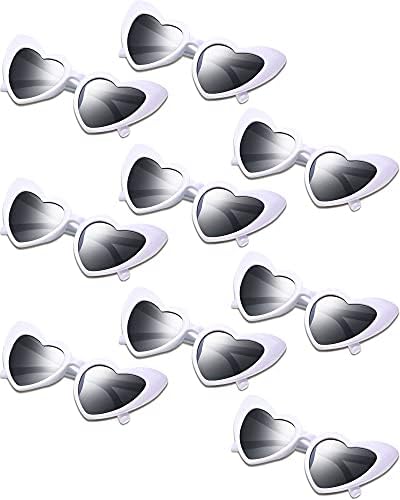 פרנדה 9 זוגות לב בצורת משקפי שמש בציר לב משקפי שמש נשים רטרו משקפיים עבור קניות נסיעה מסיבת אבזרים