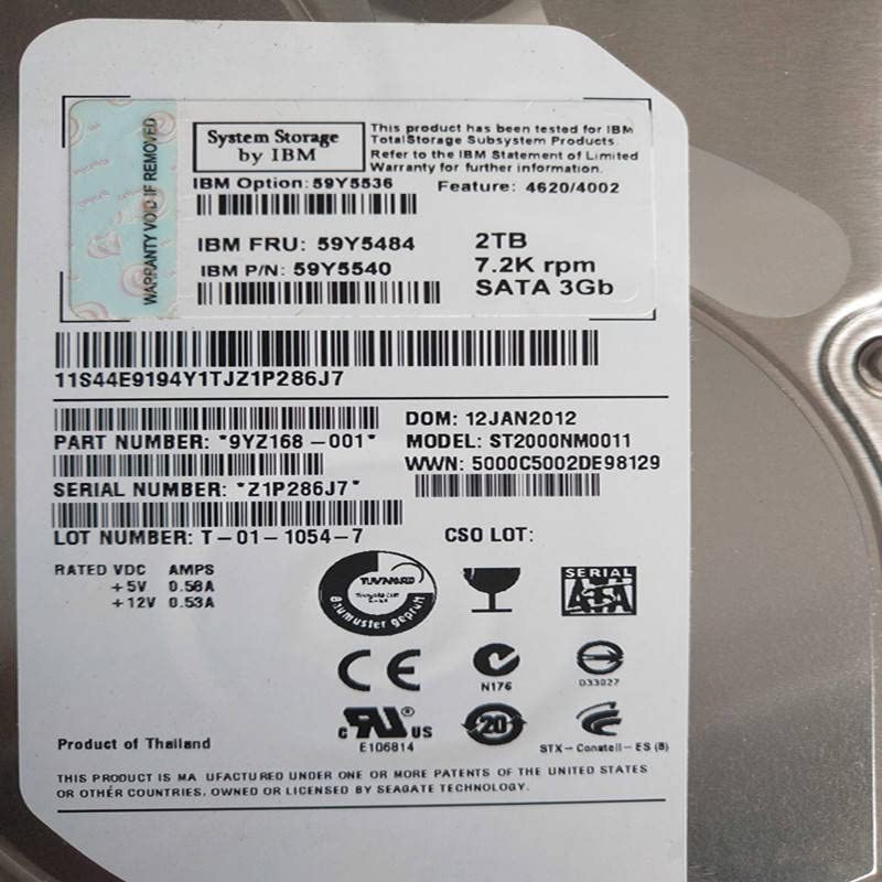 Midty HDD עבור DS4700 5020 2TB 3.5 SATA-FC 64MB 7200RPM עבור HDD פנימי לשרת HDD עבור 59Y5536