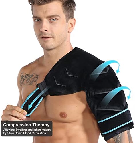 חבילת קרח כתף של Suzzipad XL לפציעות ג'ל לשימוש חוזר, חבילת קרח הפיכה עבור שרוול מסובב כתפיים