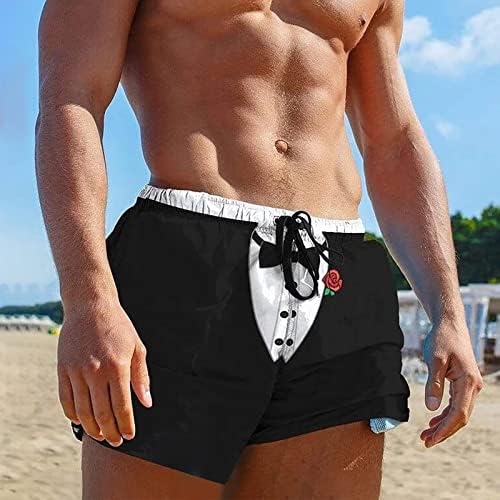גזעי שחייה מצחיקים לגברים מגדלי חוף חוף חוף חוף קיץ לחג טוקסידו דפוס מכנסי מכנסיים מזדמנים מודפסים