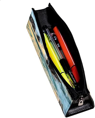 מארז עיפרון Tfcocft, כיס עיפרון, מארז עט, אסתטיקה של עפרון, דפוס נוף שקיעה בים