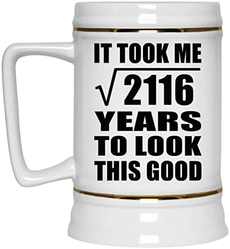 Designsify יום הולדת 46 לקח שורש מרובע של 2116 שנים כדי להיראות טוב, 22oz בירה ספל קרמיקה קרמיקה קרמיקה עם ידית