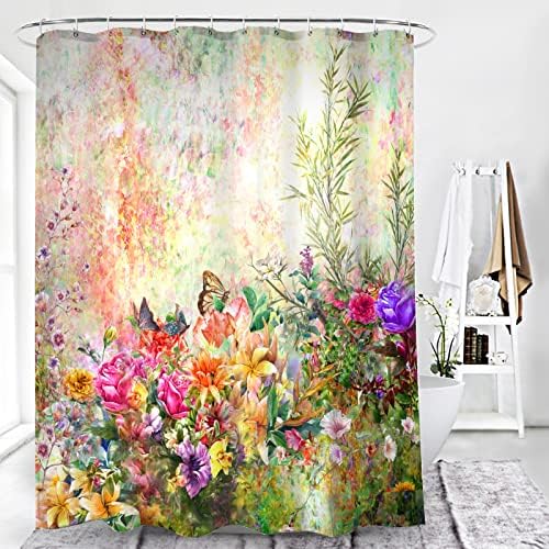 וילון מקלחת פרחוני אללינק פרחים פרחים פרחים פרחים עיצוב אמבטיה עיצוב מים דוחה מים וילון אמבטיה של פוליאסטר