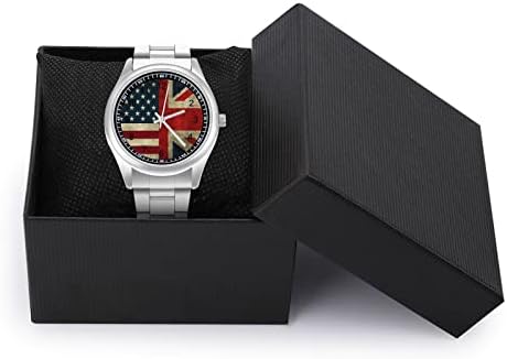רטרו אמריקאי ואת איחוד שקע דגל אוטומטי שעון לגברים נשים מתכת סגסוגת צמיד שעון אופנה קוורץ שעון שעון יד