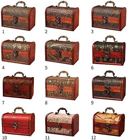 קופסאות אחסון וינטג ', קופסאות עץ תכשיטים מארז אחסון בעבודת יד מיני קופסת אחסון דקורטיבית עם מארגן