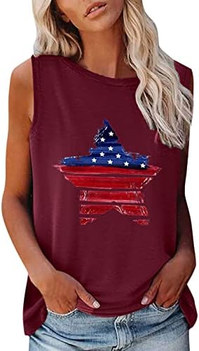 גופף קיץ מקרית שרוולים חולצות, נשים קיץ גופיות אמריקאי דגל גרפי מודפס טנקים חולצות