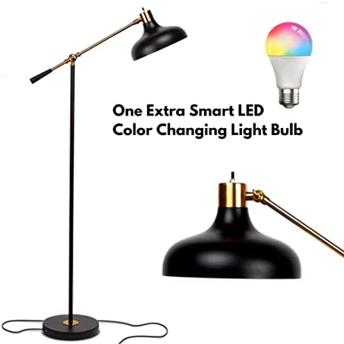 Brightech Wyatt LED FALM FALIN עם צבע אחד נוסף החלפת נורת LED חכמה, מנורת רצפה תעשייתית לחדרי מגורים