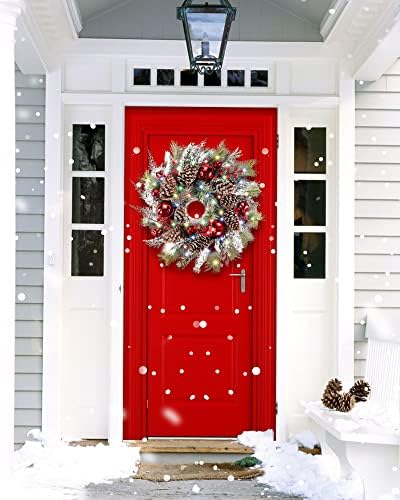 זרי חג המולד של DDHS לדלת הכניסה, זר חורפי מואר 24 אינץ
