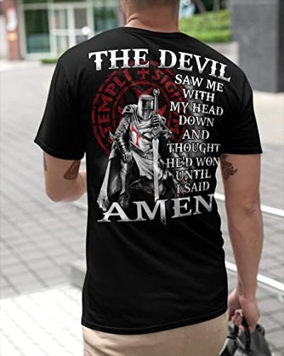 חולצות טריקו נוצריות של Atmtee, השטן ראה אותי עם ראש חולצת טריק