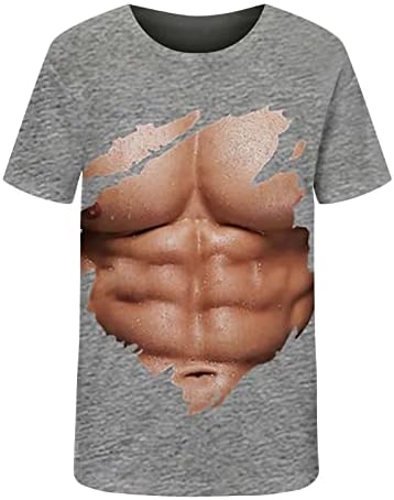 שריר מזויף לגברים שרוול קצר חולצת טריקו תלת מימד הדפסת יצירת