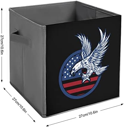 נשר על אמריקאי דגל עצמאות יום גדול קוביות אחסון פחי מתקפל בד אחסון תיבת ארון מארגני עבור מדפים