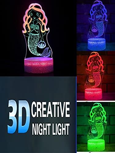 3 אור לילה בת ים מנורת אשליה אופטית מתנה יצירתית מנורה חזותית מגע דינמי הוביל שלוש צבעוניות לילדים קישוטי
