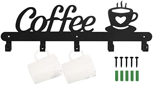 טופזאה קפה ספל מחזיק קיר רכוב, מתכת קפה ספל מתלה קיר, תליית קפה מתלה כוס קפה בר, קפה סימן ספל קולב עם