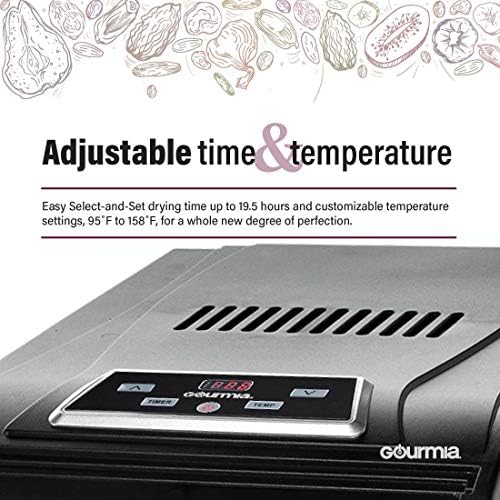 Gourmia GFD1950 מכונת מיובש מזון חשמלי פרימיום - טיימר דיגיטלי ובקרת טמפרטורה - 9 מגשי ייבוש - מושלם לבשר