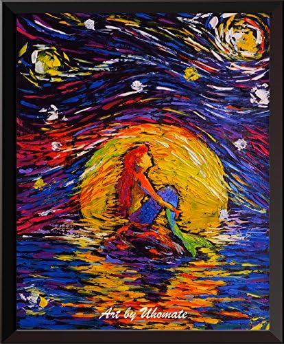 Uhomate Vincent van Gogh פוסטרים כוכבי כוכבים אריאל נסיכה, בת הים הקטנה בהשראת קיר ביתי קיר אמנות משתלת עיצוב