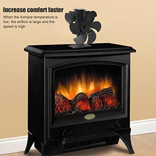 פיידון 6 להבי חום, טמפרטורה גבוהה התנגדות מופעל תנור מאוורר עצמי החל עץ שריפת אח שחור קוטר 152 ממ