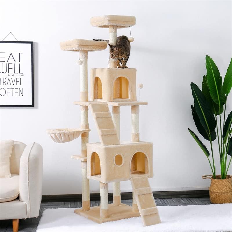 וולנוטה רב-רמת חתול עץ לחתולים עם מפנק מוטות יציב חתול טיפוס מסגרת חתול השריטה לוח צעצועים