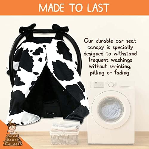 חבילת פרה יקרה של ציוד תינוקות שחור ולבן, הכוללת חופת מושב מכונית לתינוק, שמיכת תינוקות מינקי
