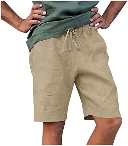 מכנסי פשתן כותנה של Wenkomg1, מכנסי פשתן כותנה, מכנסיים קצרים בקיץ מוצקים של פיג'מה קלים מכנסיים