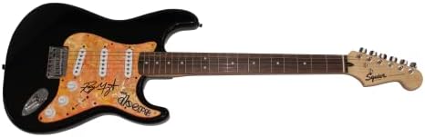 ריי מנזרק חתם על חתימה בגודל מלא שחור צבוע ביד אחת מסוג פנדר סטראטוקסטר גיטרה חשמלית עם ג 'יימס ספנס