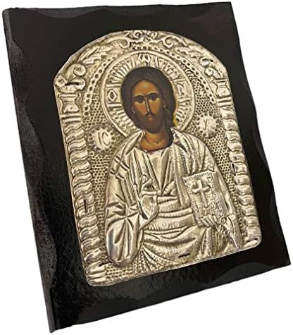 נוצרי אורתודוקסי עץ מוצק-מתכת-מתכת של ישוע המשיח בעבודת יד מיוון