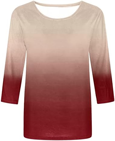 חולצות קיץ לנשים צמרות טוניקה של דרגת אופנה צוואר עגול 3/4 שרוולים חולצת טריקו 2023 חולצות מזדמנים