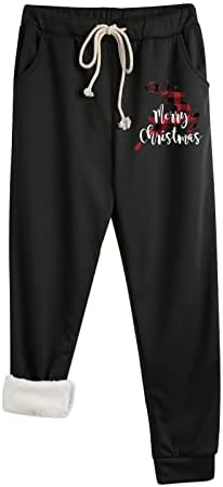 מכנסי טרנינג לחג המולד מכנסי טרנינג כותנה רחבה מותניים גבוהים משוך על מכנסי טרנינג אייל רופף מכנסי טרקלין אימון