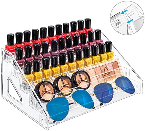 פרו פרו משקפי שמש ארגונית 5 שכבות אקריליק לק ארגונית 60 בקבוקים - ברור איפור ארגונית עבור צבעים איפור שפתון