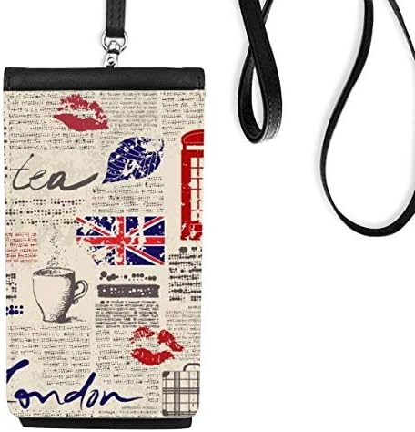 עיתון Diythink שפתיים נשיקות קפה קפה בריטניה ארנק טלפון ארנק תלייה כיס נייד כיס שחור