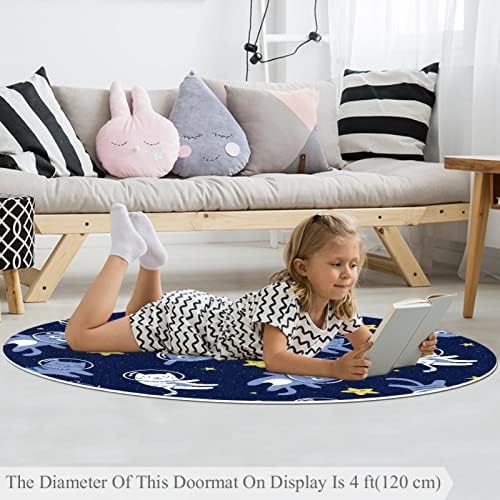 Llnsupply ילדים שטיח 5 רגל שטיחים שטח עגול גדול לבנות בנות תינוקות - חתולים בתבנית חלל, עיצוב בית מתקפל משחק מחצלת