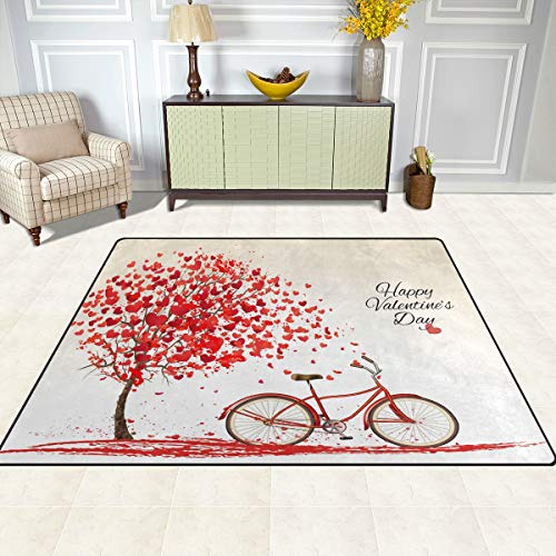Mr.Xzy Valentine's יום לב עצים אופניים שטיח שטח שטח גדול לסלון ללא החלקה מנעול מים שטיח משחק שטיח לפעילות