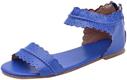 נשים טריז סנדלי כפכפים עבור בנות גדול שטוח נשים של סנדלי בציר תחרה בוהן פתוח רוכסן רומי נעליים ורוד,כחול, סגול