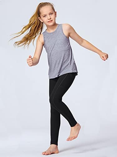 חותלות אתלטיות של סטל בנות ילדים ריקוד ריקוד מכנסי יוגה אימון טייץ ריקוד פעיל עם כיסים