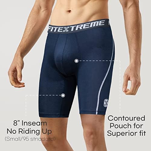 מכנסי דחיסה של FiteXtreme לגברים 3 חבילה, רשת יבשה קרירה, אימון אימון אתלטי
