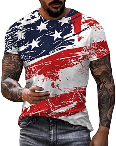 חולצות T פטריוטיות של Ruiruilico דגל אמריקה דגל קיץ שרוול קצר מזדמן חולצה חולצה גרפית רופפת כושר