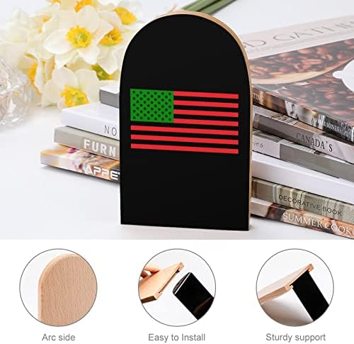 אפריקאי אמריקאי דגל דקורטיבי ספר מסתיים עץ ללא החלקה תומכי ספרים שולחן מדף מחזיקי