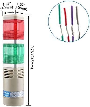 BAOMAIN עמוד אור תעשייתי עמודת LED אזעקה ריבוע מחוון תאורה אור אור רציף אזהרה אור זמזם אדום ירוק DC 24V