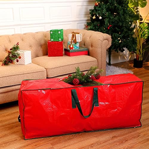 שקית אחסון עץ חג המולד מתאימה לעץ מפורק בגובה של עד 7.5 רגל, מיכל תיק קופסא עץ חג המולד מלאכותי עם רוכסן