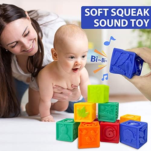 Rohsce Baby 3-6 חודשים חייבים לעלות על סט צעצועים חושיים, 21 יח 'צעצועי התפתחות בני 8 חודשים לתינוקות אבני