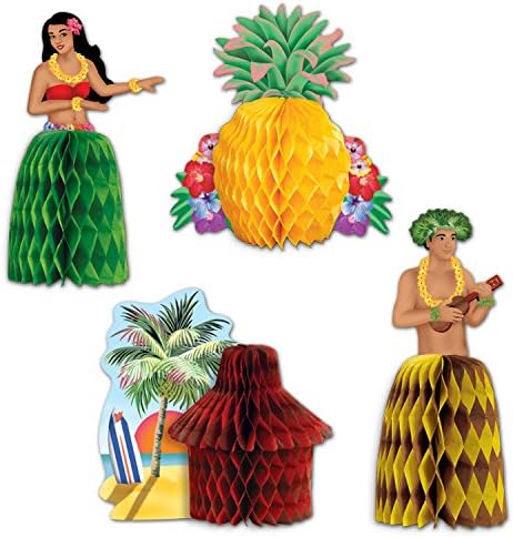קישוטים למסיבות Luau 4 קטעי Luau לשולחן שלך, עיצוב מסיבת הנושא של הולה הילדה הוואי